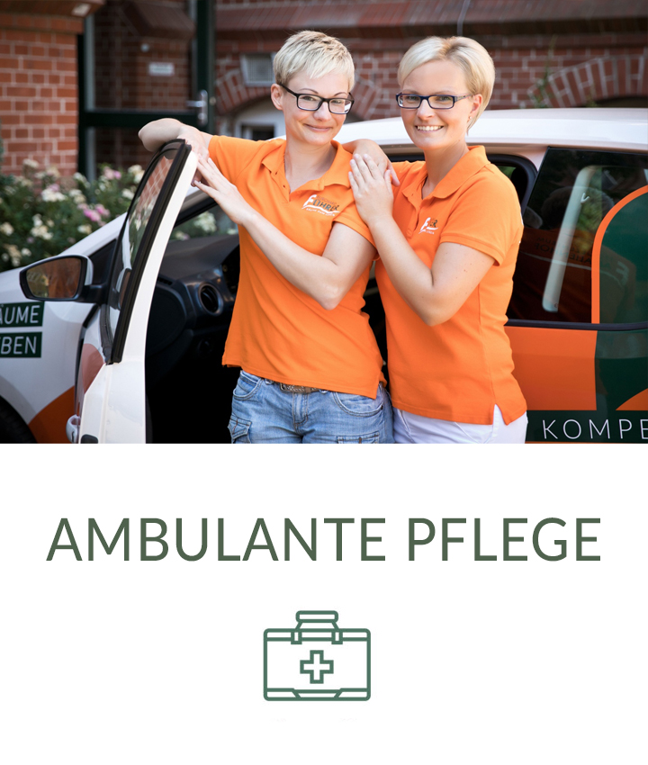 Zwei Pflegerinnen der Ambulanten Pflege stehen vor dem Auto des Pflegedienstes Zwei Pflegerinnen der Ambulanten Pflege stehen vor dem Auto des Pflegedienstes